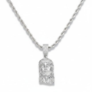 Moissanite Jesus piece pendant in 925 sterling silver, built for everyday durability