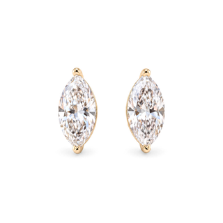Marquise Moissanite Stud Earrings, D VVS1, Screw Back, White, Rose, or Yellow Gold