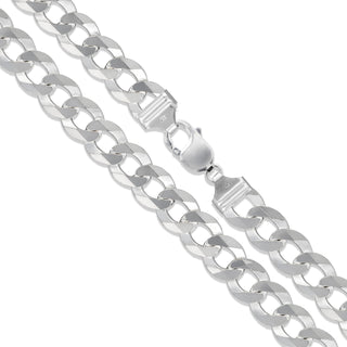 Superior Silver 13.5mm Italian curb chain necklace crafted from polished 925 sterling silver with a lobster clasp.