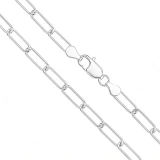 Superior Silver 5mm paper clip chain necklace crafted from polished 925 sterling silver with a lobster clasp.