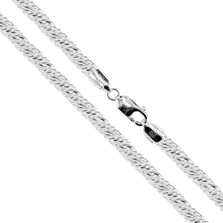 Superior Silver 4.5mm twisted foxtail chain necklace in polished 925 sterling silver with a secure lobster clasp