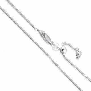 Superior Silver 0.8mm diamond-cut adjustable box chain in 925 sterling silver with a lobster clasp, made in Italy.