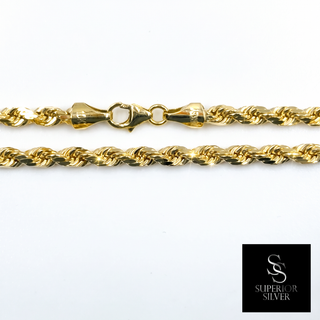 10K yellow gold 3.5mm rope chain close-up