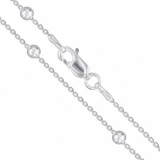 Superior Silver 1.2mm cable bead chain necklace crafted from polished 925 sterling silver with a lobster clasp.
