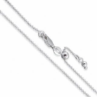 Superior Silver 1.4mm adjustable cable chain necklace crafted in polished 925 sterling silver with a lobster clasp.