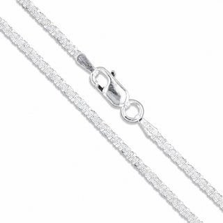 Superior Silver 1.8mm criss cross chain necklace crafted from polished 925 sterling silver with a lobster clasp.
