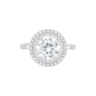 1 ct Round Double Halo Moissanite Ring in sterling silver
