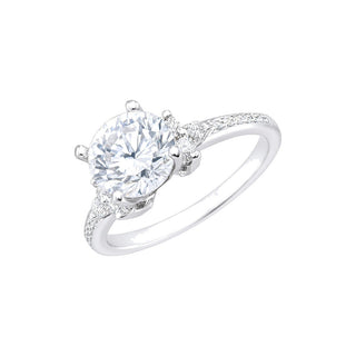 1 ct Round Solitaire with Accent Stones Moissanite Ring in sterling silver