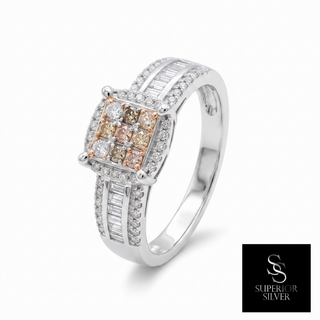 10K white gold princess-cut diamond ring, 3.38 ctw - front view