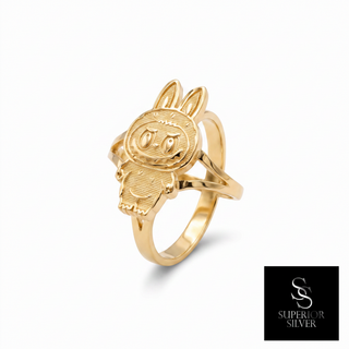 10K yellow gold character ring - front view