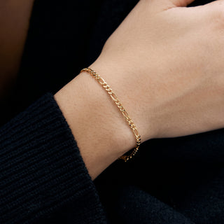 Figaro Link 10K Yellow Gold 7.5inch/3.2mm worn on the wrist
