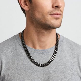 Miami Cuban Link Black Rhodium over 925 Sterling Silver 22inch 10mm on model