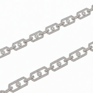11mm Geometric Pavé Link Moissanite Necklace in sterling silver, view 2