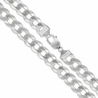 Superior Silver 13.5mm Italian curb chain necklace crafted from polished 925 sterling silver with a lobster clasp.