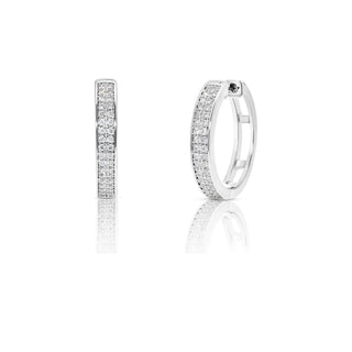 14.5mm Channel Pavé Moissanite Huggie Hoop Earrings in sterling silver