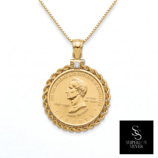 1996 $5 Smithsonian Commemorative Gold Coin 14K Yellow Gold Pendant on chain