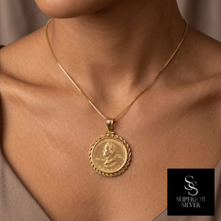 1996 $5 Smithsonian Commemorative Gold Coin 14K Yellow Gold Pendant on model