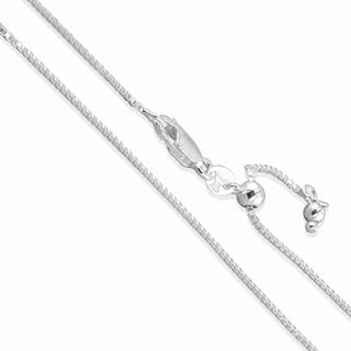 Superior Silver 1mm diamond-cut adjustable box chain in polished 925 sterling silver with a lobster clasp.