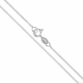 Superior Silver 1mm rhodium plated sterling silver diamond-cut box chain with a spring ring clasp.