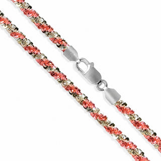 Superior Silver 2.2mm two-tone criss cross chain necklace in rose gold plated 925 sterling silver with lobster clasp