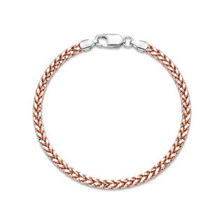 2.5mm Two-Tone Diamond-Cut Franco Bracelet in Rose Gold and Silver