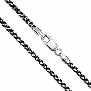 Superior Silver 2.5mm two-tone diamond-cut franco chain in black rhodium plated 925 sterling silver with lobster clasp