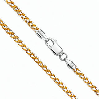Superior Silver 2.5mm two-tone diamond-cut franco chain made of gold-plated 925 sterling silver with a lobster clasp.