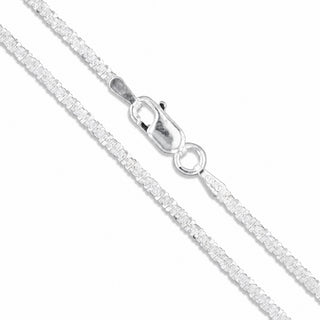 Superior Silver 2.9mm criss cross chain necklace in polished 925 sterling silver with a secure lobster clasp