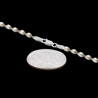 Superior Silver 3.4mm Two-Tone Twist Herringbone Chain in Gold and Silver