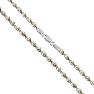 Superior Silver 3.4mm Two-Tone Twist Herringbone Chain in Gold and Silver