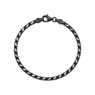 2mm Black Diamond-Cut Cardano Bracelet in Sterling Silver