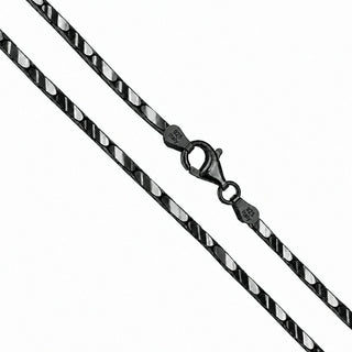 Superior Silver 2mm black diamond-cut cardano chain in 925 sterling silver with a lobster clasp, made in Italy.