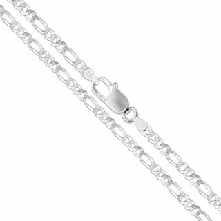 Superior Silver 3.4mm flat figaro chain necklace crafted from polished 925 sterling silver with a lobster clasp.