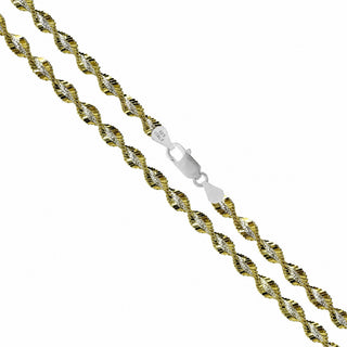 Superior Silver 3.9mm two-tone twist herringbone chain in gold-plated 925 sterling silver with a lobster clasp.