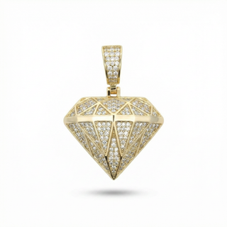 1ct 3D Diamond Shape with Pavé Facets Moissanite Pendant