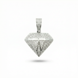1ct 3D Diamond Shape with Pavé Facets Moissanite Pendant