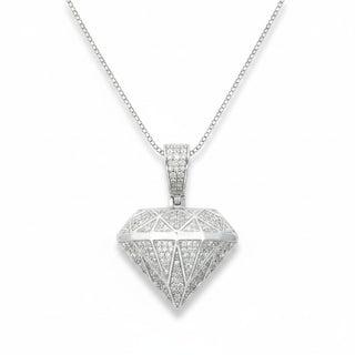 1ct 3D Diamond Shape with Pavé Facets Moissanite Pendant