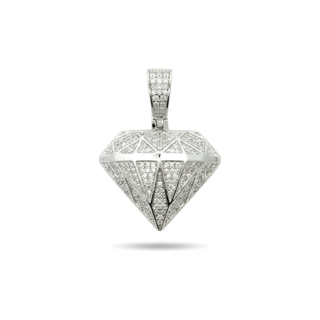 1ct 3D Diamond Shape with Pavé Facets Moissanite Pendant