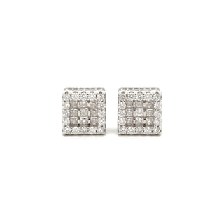 3D square box baguette moissanite stud earrings in sterling silver