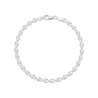 3mm Oval Bead Bracelet in Sterling Silver