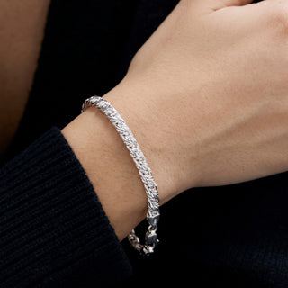 4.5mm Twisted Foxtail Bracelet in Sterling Silver worn on the wrist