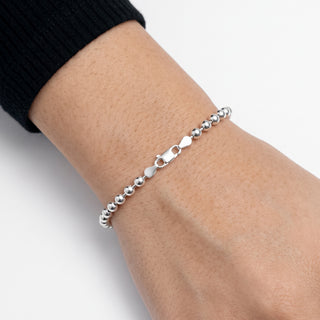 4mm Bead Bracelet in Sterling Silver worn on the wrist