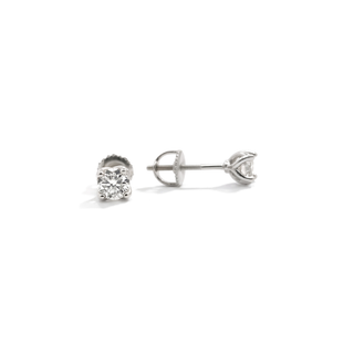 4mm lotus basket solitaire moissanite stud earrings in sterling silver, view 2
