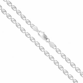 Superior Silver 4mm oval bead chain necklace in polished 925 sterling silver with a secure lobster clasp.