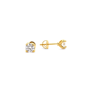 5mm Lotus Basket Solitaire Moissanite Stud Earrings in yellow gold vermeil