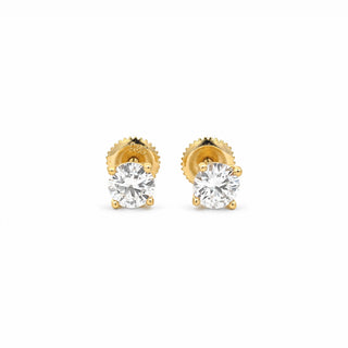 5mm round moissanite solitaire stud earrings in yellow gold vermeil over sterling silver