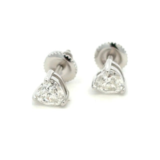 5mm trillion solitaire moissanite stud earrings in sterling silver