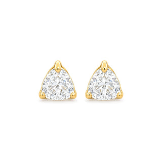 5mm trillion solitaire moissanite stud earrings in yellow gold vermeil over sterling silver