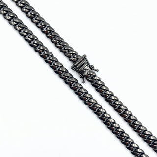 Superior Silver 6mm Miami Cuban link chain in black rhodium over 925 sterling silver with a secure lobster clasp