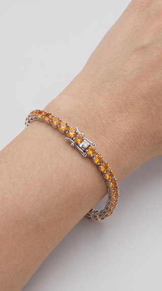 Round Cut Citrine Tennis Bracelet in Sterling Silver